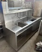 ○大員林2手貨○二手200公分白鐵飲料吧台/訂做款不鏽鋼吧台/儲冰槽+水槽+瀝水盤/直吧/側吧/訂製款