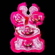 (店+){凡塵佛俱百貨批發}太子戰甲 神明衣 太子穿 白色底車桃紅蔥 浮獅頭戰甲