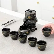 【智殿】半自動泡茶器 精緻茶具禮盒 陶瓷茶具 琺瑯彩茶具 中式茶具(165-TA6S 旅行茶具組 便攜茶具組)