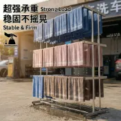 回響小舖 【可伸縮落地】毛巾架 不鏽鋼毛巾架 置物架 晾衣架 浴巾架 美容院毛巾架 美髮店毛巾架 落地式收納 加厚不鏽鋼 防鏽耐用 多層晾曬 商用家用皆宜