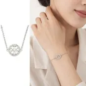 【TORY BURCH】MILLER 簍空雙T水鑽手鍊(銀)
