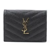 Saint Laurent YSL 聖羅蘭  530841 V 字絎縫荔枝皮雙折短夾錢包
