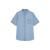  (店+)【LEVIS】86627-0128 levi’s 純色舒適休閒牛仔短袖襯衫 男款 牛仔藍