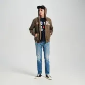 【EDWIN】江戶勝 男裝 太郎笑羔羊防寒連帽外套(中灰色)