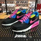 {潮鞋瘋} NIKE AIR MAX 90 MESH GS 氣墊 休閒慢跑鞋 黑底粉勾女段724855-004 現貨