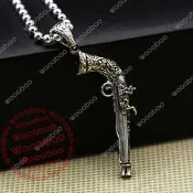 [ACCE-A0588] S925純銀吊墜鑲銅復古中世紀西洋手槍時尚男女泰銀