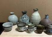古瓷堂日本回流瓷器 日本回流 粗陶杯 高曲燒 手作酒壺小花瓶 日式復古茶杯 泡茶器 陶瓷工藝品 送禮自用 居家擺飾