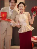 🔥【台灣熱賣】 敬酒服新娘小個子2026新款旗袍酒紅色魚尾裙新中式訂婚禮服女顯瘦