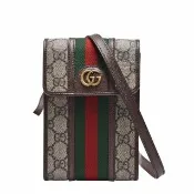 【GUCCI 古馳】經典Ophidia系列帆布印花直立斜背方包(烏木色625757-96IWT-8745)