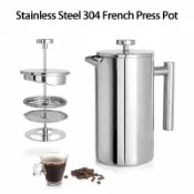 全球選品1館 生活百貨 French Press Pot 咖啡壺304不鏽鋼法壓壺雙層手沖直柄咖啡沖泡壺
