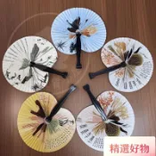 🍑桃桃好物🍑  新中式扇子折疊扇子裝飾擺攤夏季古風扇子圓形折疊小紙扇