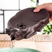 紫砂手工水牛壺 功夫茶壺 迷你小壺 儲水幹泡臺 茶海牛轉乾坤 茶藝配件