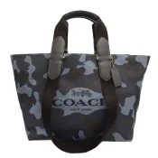 COACH 蔻馳 帆布手提肩背購物托特包(迷彩藍)