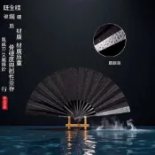 🏆臺灣發貨🏆國風扇子 古風玄鐵扇 錘紋全金屬扇骨絹布扇面古風 鐵扇子 拍照 伴手禮 合金摺扇 金屬扇子 古風扇子 收