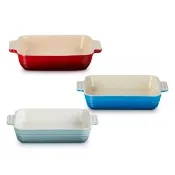 【Le Creuset】瓷器方形烤盤23cm(馬賽藍/櫻桃紅/海洋之花-無盒)