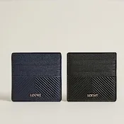 LOEWE 燙印LOGO小牛皮壓紋內搭織布8卡開口式卡夾(2色選1)