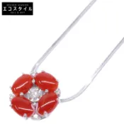 【DOKODEMO】GS TWE Rosette Pt950 血紅珊瑚 1 克拉 D0.06 克拉鑽石吊墜/Pt850 鏈 [二手]（近全新）
