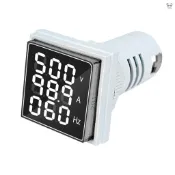 數顯指示燈 LED交流電流/電壓/頻率三合一信號燈 22MM方形 赫茲表頭 AC60-500V 0-100A 20-75