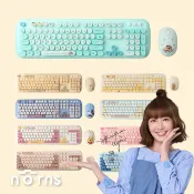Norns 鍵盤滑鼠組 蠟筆小新 史努比 三眼怪 小熊維尼 奇奇蒂蒂 米奇 愛麗絲 櫻桃小丸子-鍵盤 滑鼠 無線鍵盤