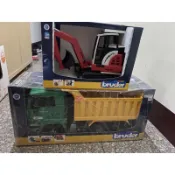BRUDER Schaeff 小型挖土機+ BRUDER 1:16 卸貨車