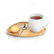 (店+)【SADOMAIN 仙德曼】仙德曼白瓷獨享杯 300ML CT081 木托盤杯組 陶瓷杯 花茶杯 咖啡杯組 白色馬克杯 一杯一盤 下午茶組