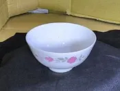 古董飯碗 早期大同瓷器粉紅玫瑰飯碗 懷舊古物陶瓷碗 早期台灣製造老餐具 懷舊復古收藏擺飾 陶瓷碗盤 傳統玫瑰花卉碗盤