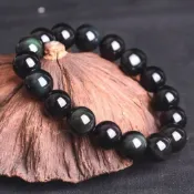 全綠眼優質天然彩虹眼黑曜石 雙彩眼 全綠眼 全紫眼 手鍊 佛珠 手珠 手飾 手環 禮物 贈禮