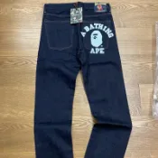 A BATHING APE BAPE 2008 TYPE-05 COLLEGE DENIM PANTS 原色窄版牛仔褲