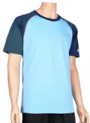 HY SPORT 弘揚體育登山用品社 DRY-WET-TEX 多且1221S 圓領配色短袖排汗衫 淺藍[抗紫外線排汗衣,隨身型除濕機]