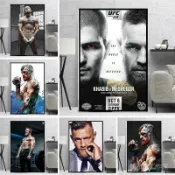 Conor McGregor 帆布藝術 - 勵志 MMA 戰鬥機紋身海報,拳擊比賽牆壁裝飾美學,家居和遊戲室口音