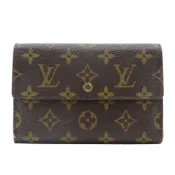 【DOKODEMO】二手LOUIS VUITTON Porto Tresol Etui Papier 三折錢包 M61202，字母帆布，法國製造，2000 年，棕色，SP1000 按扣，男女通用