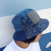Denim Patchwork Hat 牛仔拼布 丹寧 漁夫帽 帽子 拼布 男女皆宜
