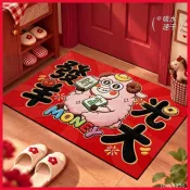 新年腳墊 入戶門墊 地墊 羊年紅色喜慶 入戶門地墊 新年矽藻泥 防滑吸水耐磨 玄關大門口腳墊 【可開發票】