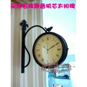 時尚簡約鐵藝雙面掛鐘 客廳雙面鐘表靜音 田園個性小鳥兩面鐘包郵