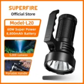 SUPERFIRE神火 L20 60W LED 工作燈 便攜式 聚光燈手電筒 8800mAh 強力探照燈 手持手電筒