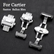 【現貨】雙按蝴蝶扣錶帶扣18mm 21mm 適配卡地亞手桑托斯Santos 藍氣球精坦克TANK 帕莎山度士不鏽鋼錶扣