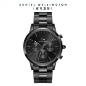 【Daniel Wellington】DW 手錶 Iconic Chronograph 42ｍｍ曜夜黑三眼精鋼錶黑錶盤