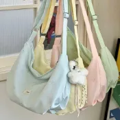 韓版 少女 刺繡 蝴蝶結 餃子包 女 大容量 學生 斜挎包包 休閒 輕便 單肩包包