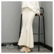 【初色】純色簡約針織裙鬆緊腰高腰顯瘦魚尾裙寬鬆中長裙半身裙長裙-共2色-39569(F可選)
