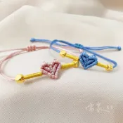 儒家寶寶👶🏻 愛心 甜蜜方糖 金飾 紅繩 黃金手繩/純金9999  月老 紅線 桃花 保平安 編織手繩 彌月 飾品 手鏈