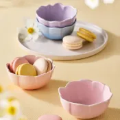 Le Creuset 花瓣系列 花瓣碗組 餐碗 湯碗 碗公 10cm 4入 雪紡粉/海岸藍/蜜桃橙/藍鈴紫