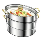 (店+)304 電磁爐內鍋 料理鍋 萬用鍋 鍋寶 304不鏽鋼蒸籠 蒸鍋  電磁爐鍋（橢圓長鍋/防燙提手/304不鏽鋼）