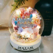 🌼🌸喵喵草花園🌻🌺🌸^^生日快樂^^ ♥️永生花玻璃花盅｜節日禮物｜小夜燈 永生花 生日祝福