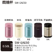 【彩盒損傷 特價出清】象印 SW-EAE50 可分解杯蓋 不銹鋼真空燜燒杯 500ML