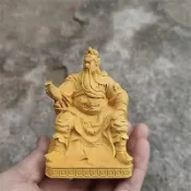崖柏黃楊木雕關公像 夜讀春秋擺件 看書關公春秋關聖帝君神像關羽二爺實木手把件