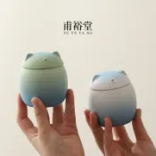 🔥桃園出貨🔥貓咪茶葉罐陶瓷儲物罐子防潮密封粗陶罐創意個性小茶倉