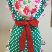 Pinkoi 代購 - 佛朗明哥專用披肩與圍裙 A（粉色碎花與綠色圓點）