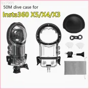 ♞,♘,♙(非隱形)防水殼適用於影石Insta360 X5/X4/X3/X2/ONE X 全景相機40M防水殼潛水殼衝浪