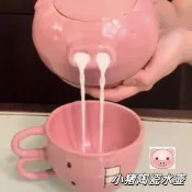 ☀️免運☀️桃園出貨☀️可開票☀️小豬陶瓷水壺搞笑豬鼻子流水茶壺有趣水杯豬頭茶具送閨蜜整蠱禮物