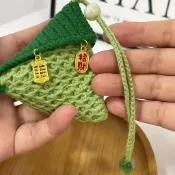 粽子編織材料包 diy鉤織糉子 手工編織糉子端午香囊香包糉子掛件diy鉤針材料毛線自制禮物 手工編織粽子 diy粽子香囊